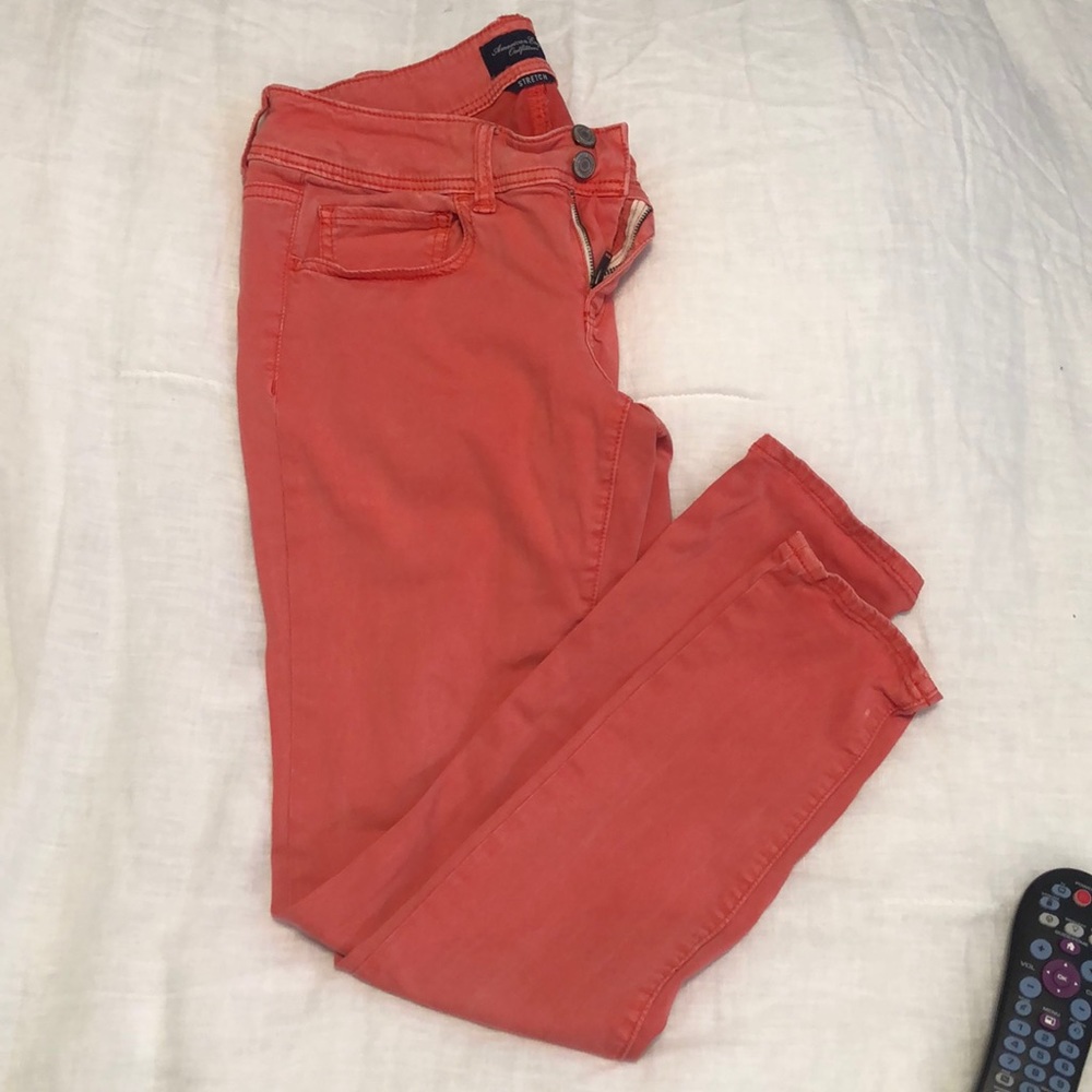 Pants- coral in color